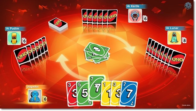Jogador usa carta de reverso do jogo “UNO” durante partida após
