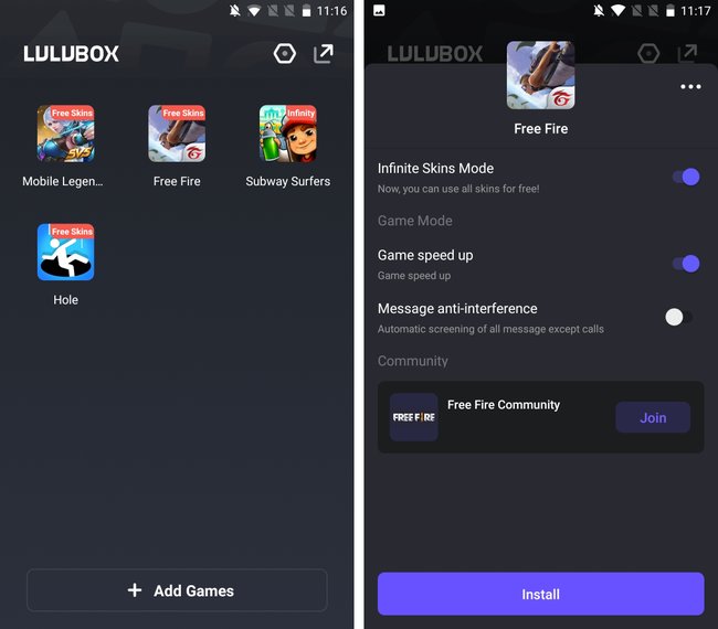 interface de lulubox e alguns aplicativos
