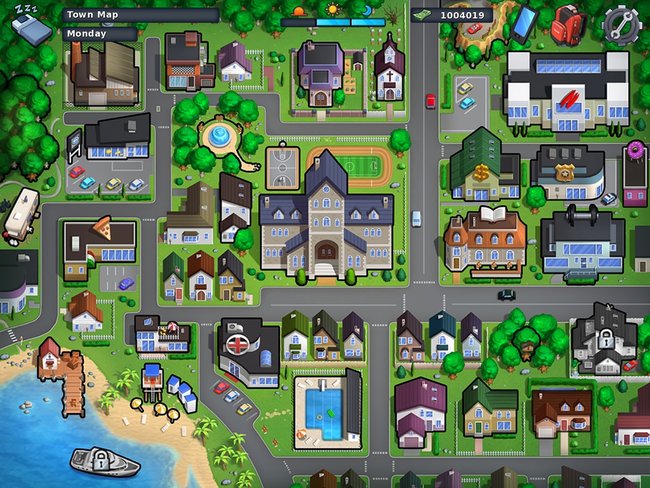Mapa da cidade do jogo summertime saga