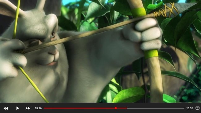 Reprodução de um vídeo de um coelho com arco e flecha