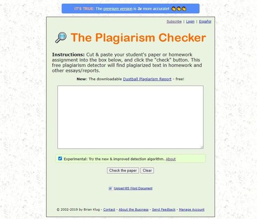 (Fonte: The Plagiarism Checker/Reprodução)