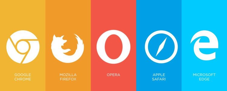 Imagem com a logo de vários navegadores: google chrome, mozilla firefox, opera, apple safaro e microsoft edge