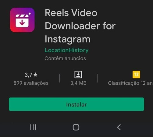 Reels Video Downloader na Play Store. (Fonte: Play Store/Reprodução)