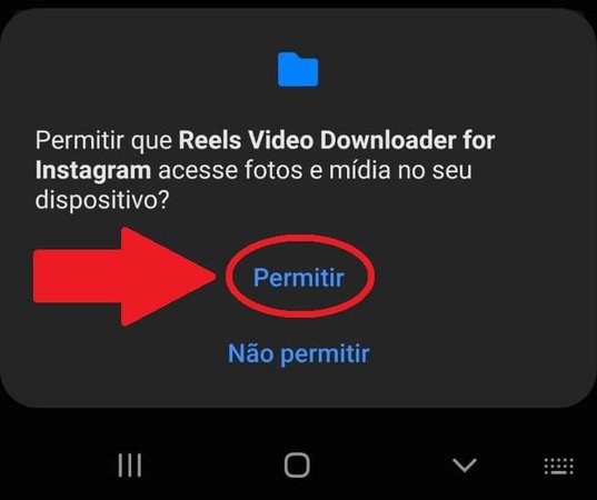 É preciso autorizar o Reels Video Downloader for Instagram para que o download do vídeo seja efetuado. (Fonte: Baixaki/Reprodução)