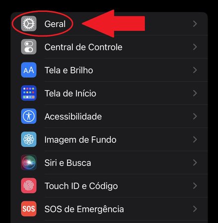 Deslize a tela para achar a opção "Geral".