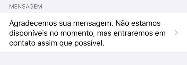 Escolha qual será a mensagem enviada no período em que você estiver ausente.