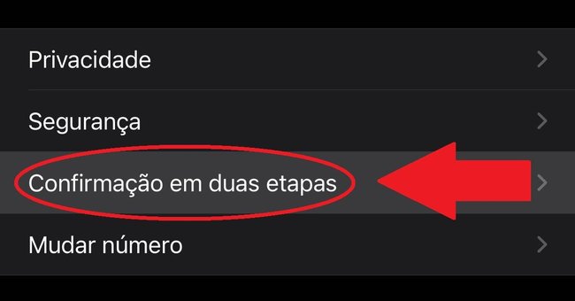 Em "Confirmação em duas etapas" você precisará cadastrar um código numérico que será seu PIN.