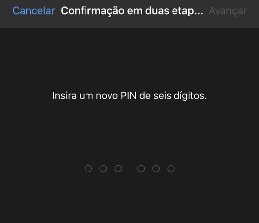 Escolha uma combinação numérica de 6 dígitos para ser seu PIN.