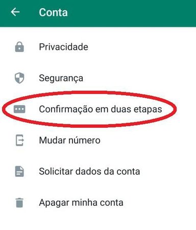 Acesse "Confirmação em duas etapas" para cadastrar seu PIN.