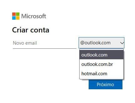 É possível escolher qualquer uma das três opções de e-mail.