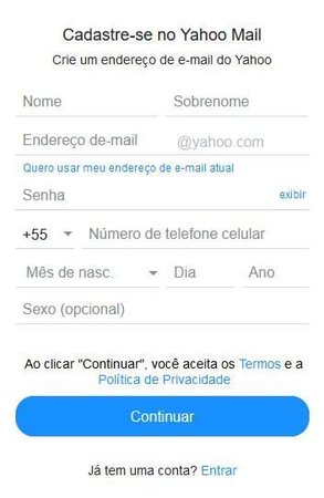 Preencha todos os dados na criação do e-mail.