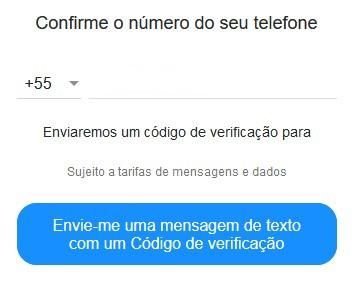 Informe um número para fazer a autenticação do seu e-mail. 