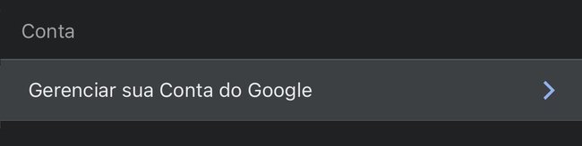 Escolha a primeira opção: "Gerenciar sua Conta do Google". 
