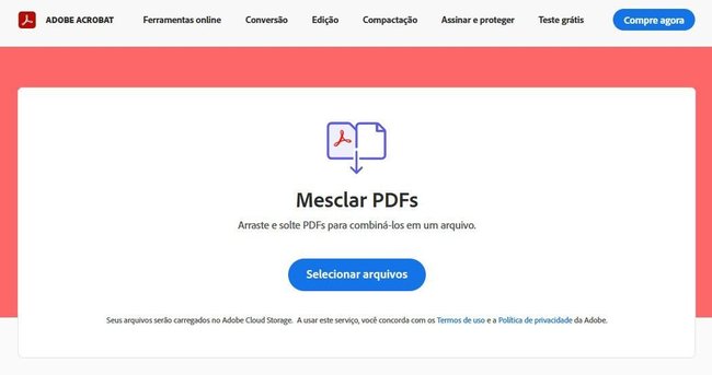 O site permite que você faça a junção de arquivos PDF para criar um documento único.
