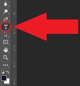 Procure o símbolo da Ferramenta de Texto no lado esquerdo da tela