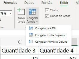 É possível congelar uma série de dados na sua tabela