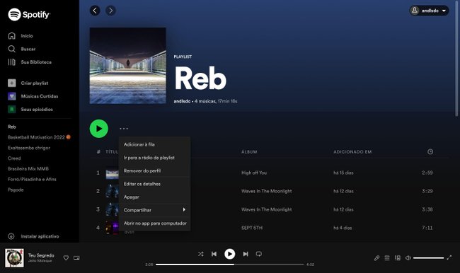 Como compartilhar playlist no Spotify