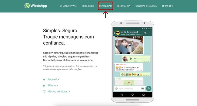 Acesse a área de Download no site WhatsApp.