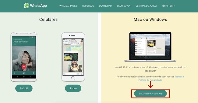 Selecione "Baixar para Mac OS" ou "Baixar para Windows".