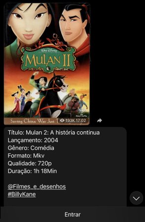 Os filmes variam de formato de acordo com os grupos em que são disponibilizados.