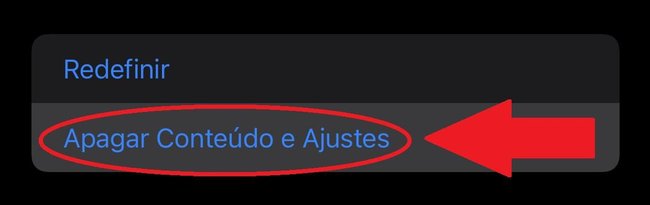 Depois de conferir os backups no aparelho, aperte a opção "Apagar Conteúdo e Ajustes" para continuar o procedimento.