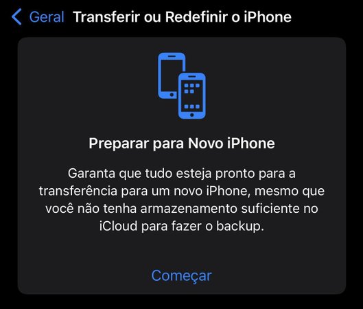 Caso você queira fazer o backup de arquivos, escolha a opção "Começar" antes de iniciar o procedimento de formatação.