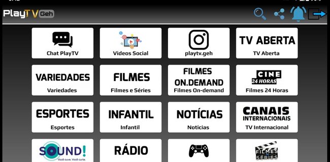 Interface da PlayTV GEH. (Fonte: PlayTV GEH / Reprodução)