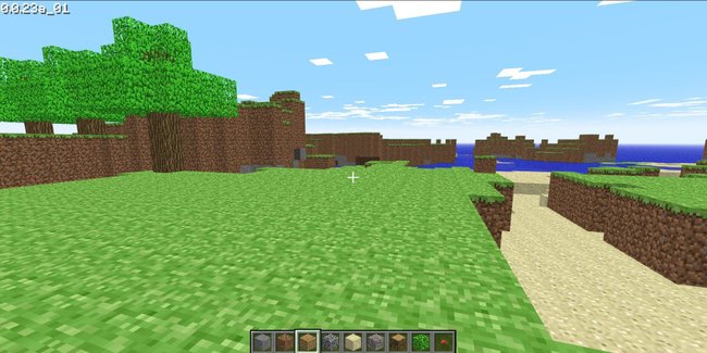 Primeira versão de Minecraft tinha poucos elementos de sobrevivência e construção. (Fonte: Mojang / Reprodução)