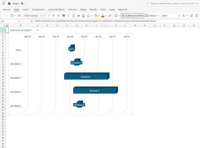 É possível criar gráficos e outros elementos com o Microsoft Excel Online