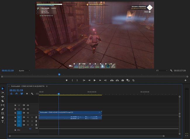 A linha de tempo do Adobe Premiere Pro