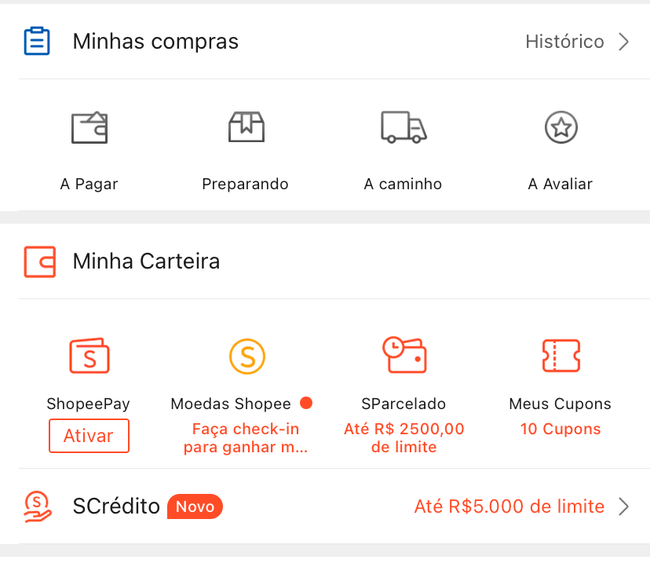 O app permite diferentes opções de pagamento