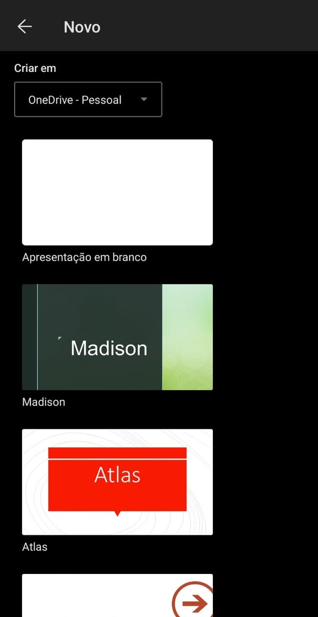 Escolha um layout para iniciar a sua apresentação (Microsoft/Reprodução)